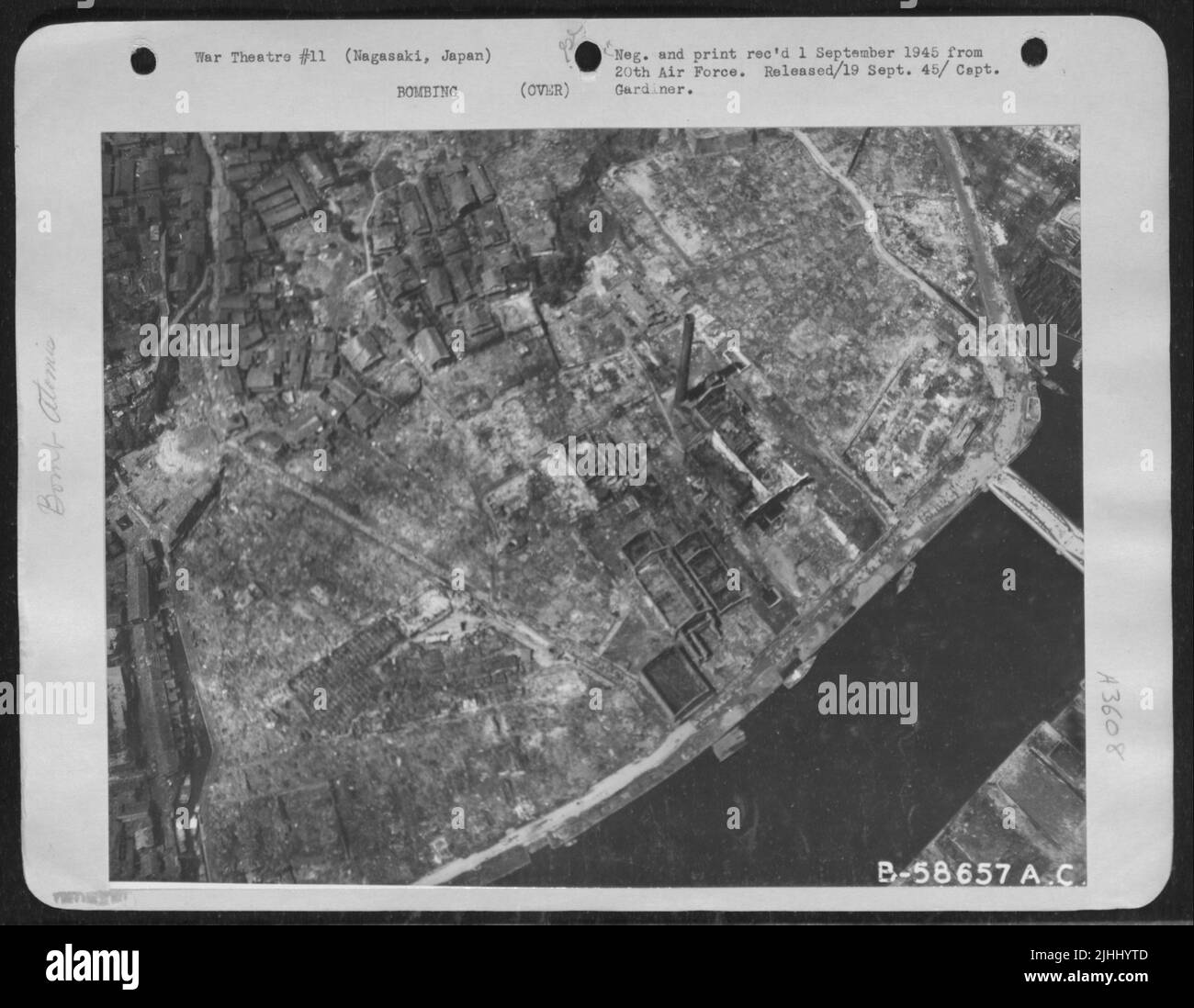 Dégâts à la bombe atomique à Nagasaki, Japon. Banque D'Images