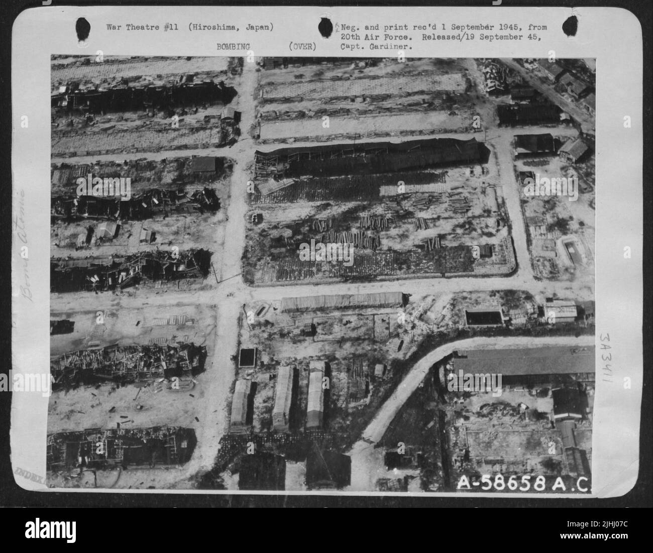 Dégâts causés par la bombe atomique à Hiroshima, au Japon. Banque D'Images