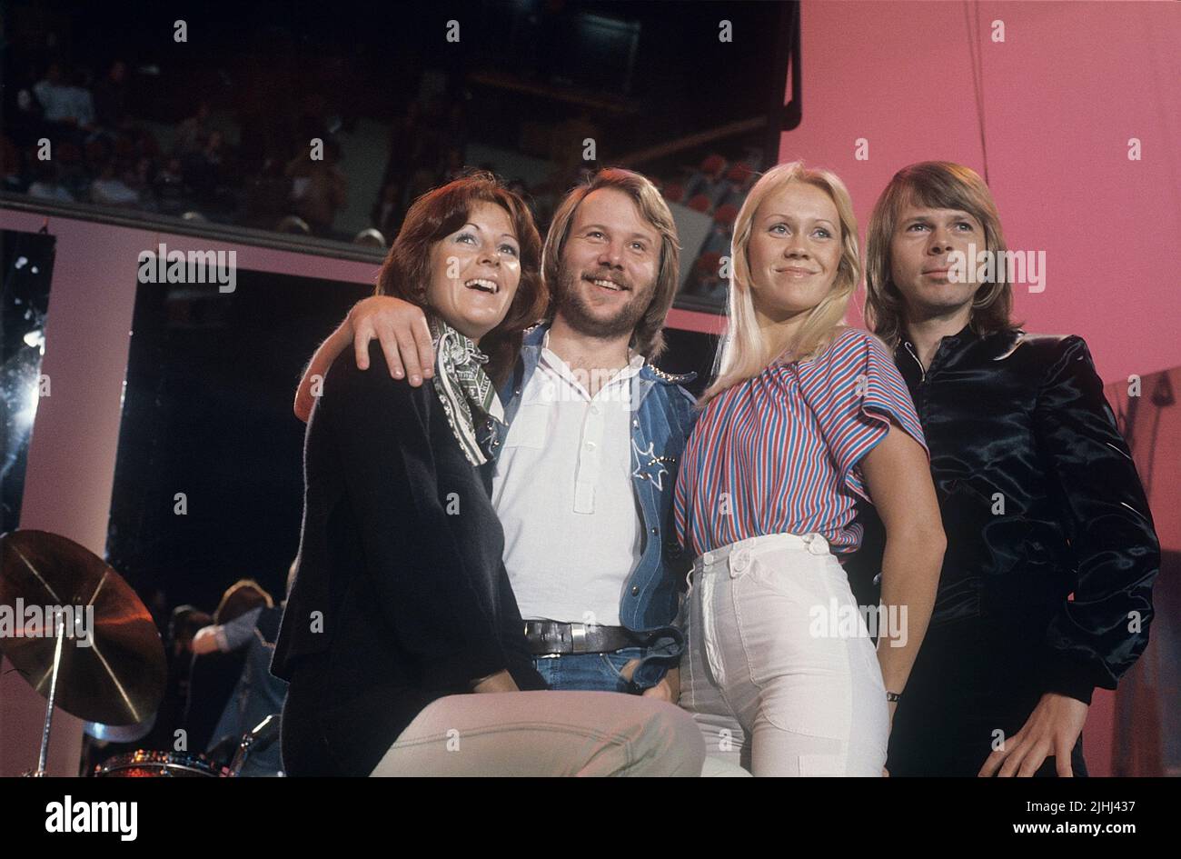 ABBA. Anni-Frid Lyngstad, Benny Andersson, Agnetha Fältskog et Björn Ulvaeus 1976 Banque D'Images