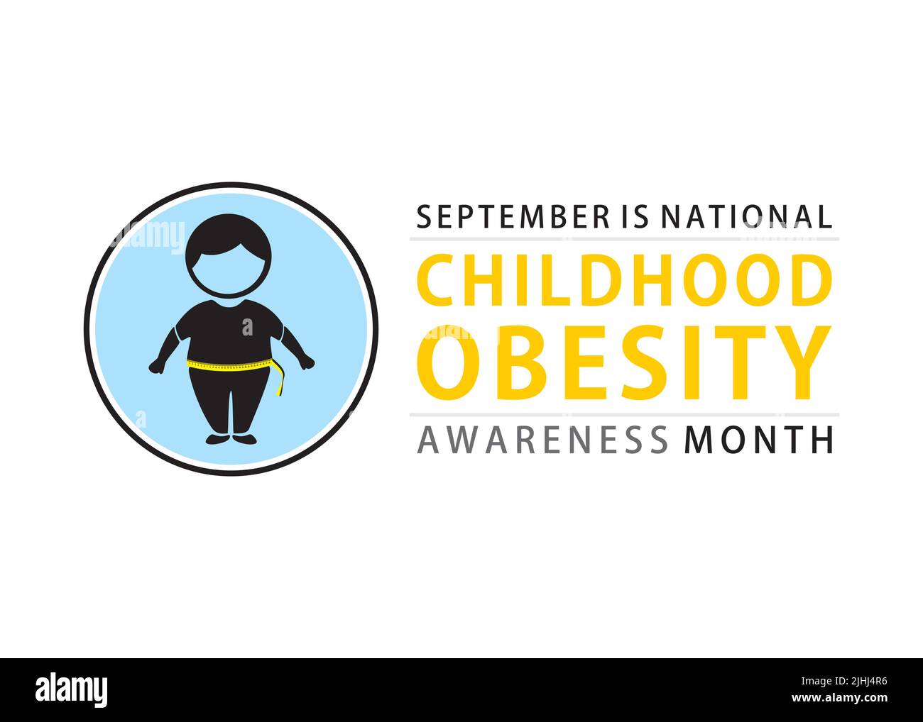 Septembre est la conception d'affiches du mois national de sensibilisation à l'obésité chez les enfants Illustration de Vecteur