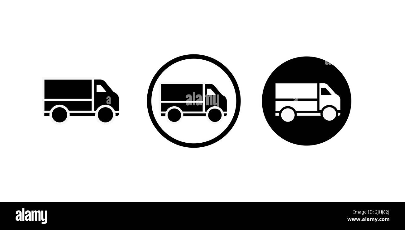 Ensemble de camion d'expédition noir sur fond blanc Illustration de Vecteur
