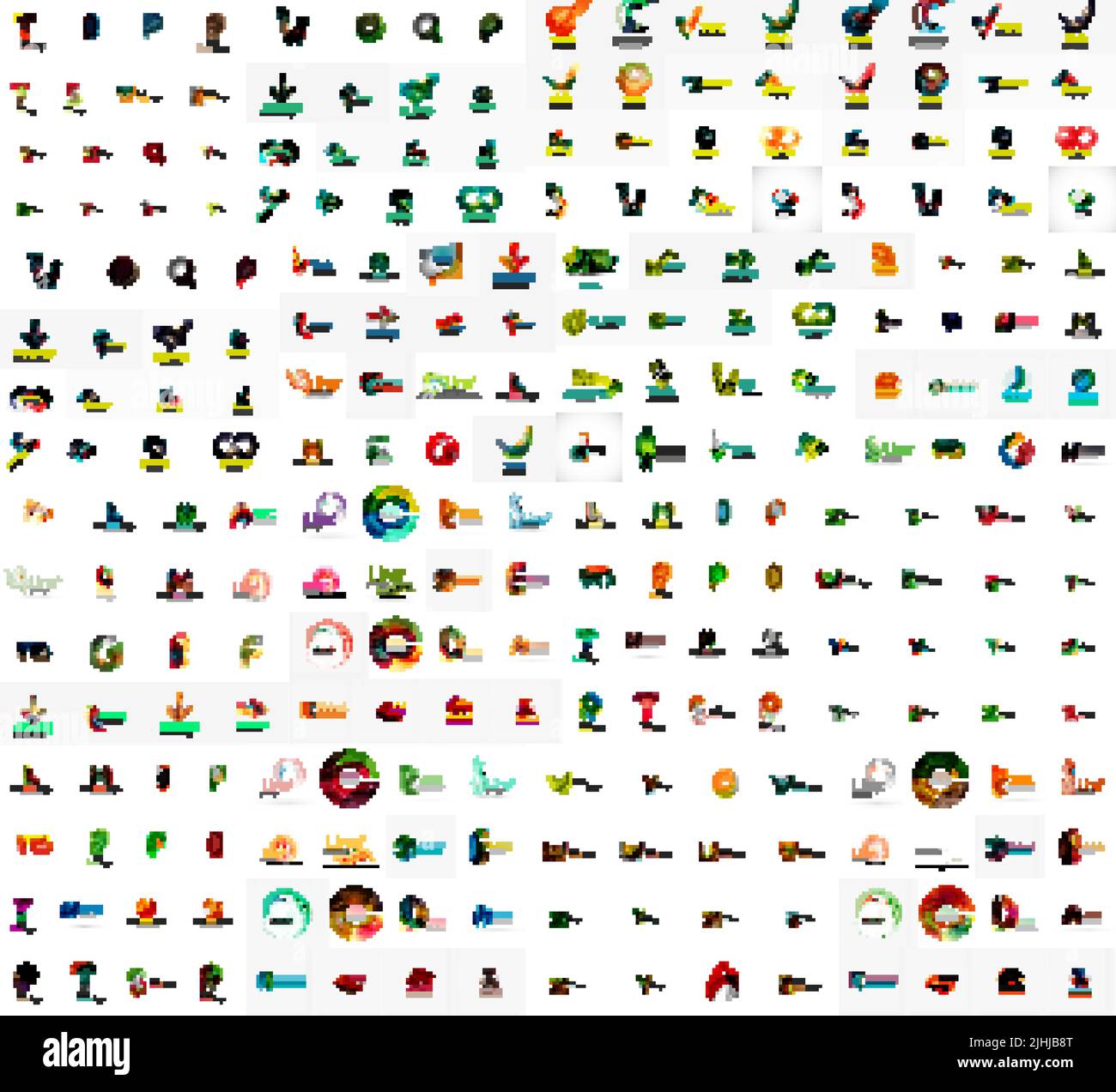 Mega jeu de lettres geomeric les logos d'entreprise. Éléments de conception de marque d'entreprise Illustration de Vecteur