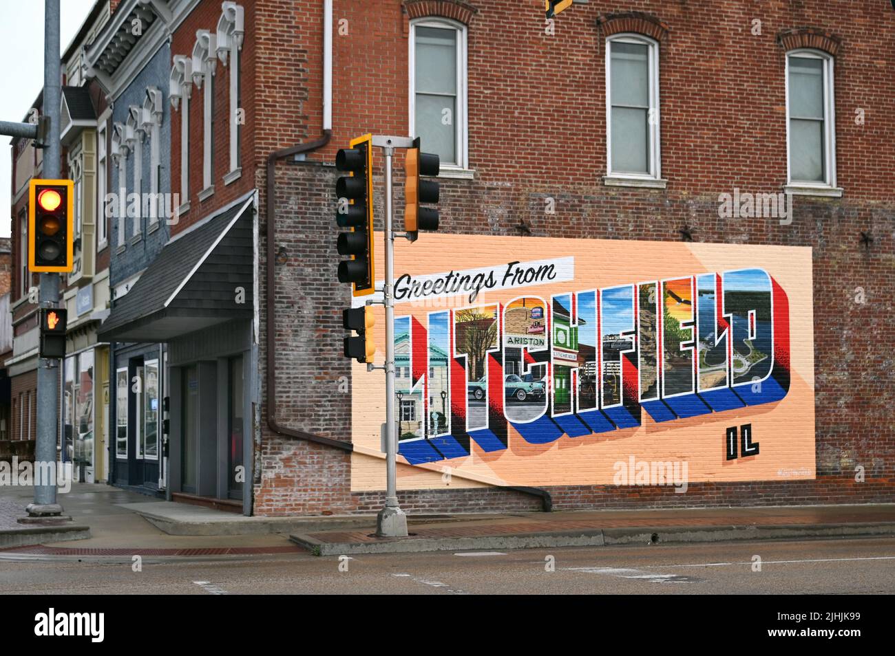 Murale, salutations de Litchfield, Illinois, États-Unis d'Amérique Banque D'Images