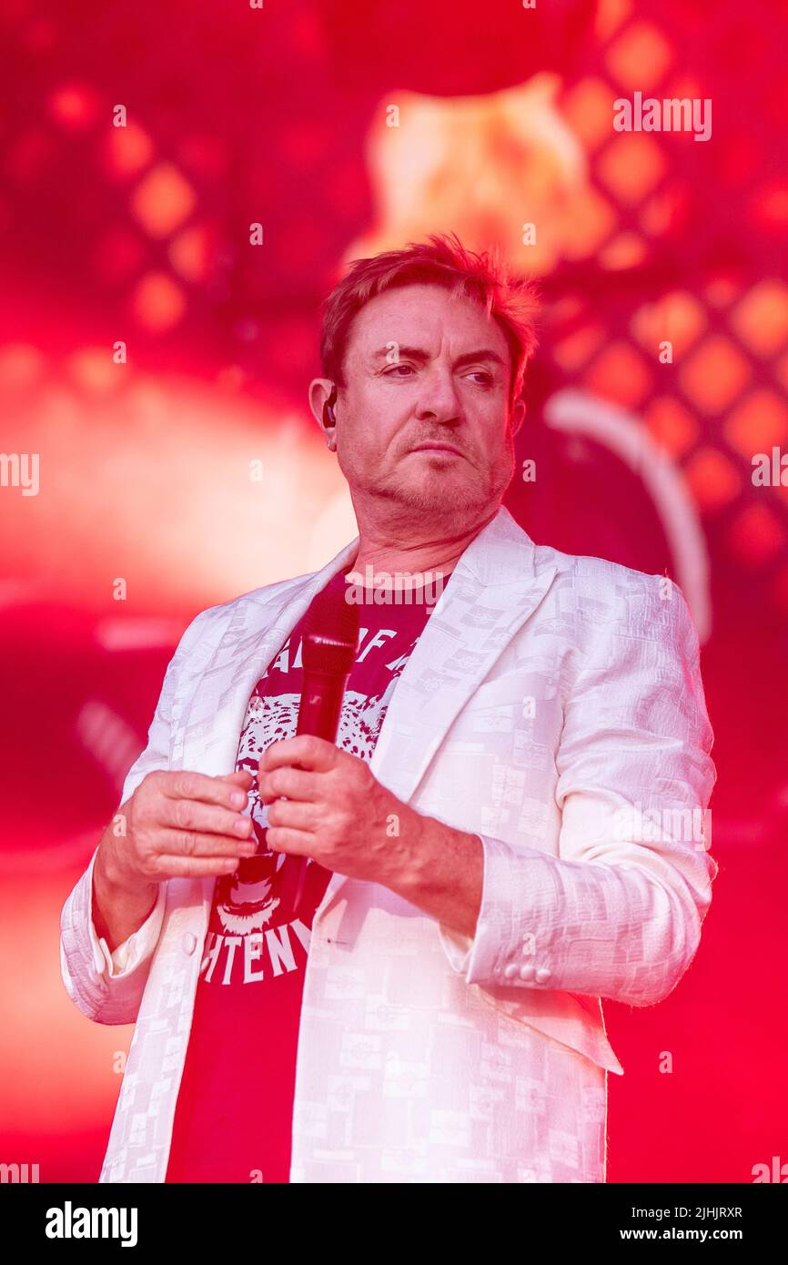 USAGE ÉDITORIAL UNIQUEMENT. Barcelone, Espagne. 2022.07.08. Le groupe DURAN Duran se produit sur scène au festival Cruïlla sur 08 juillet 2022 à Barcelone, Espagne. Banque D'Images