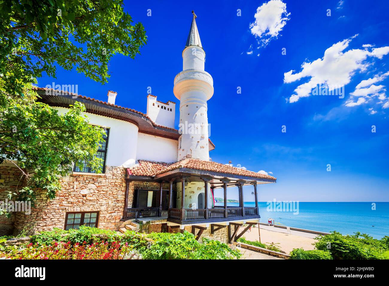 Balchik, Bulgarie. Palais Balchik de la reine Marie roumaine sur la côte bulgare de la mer Noire, au sud de Dobruja Banque D'Images