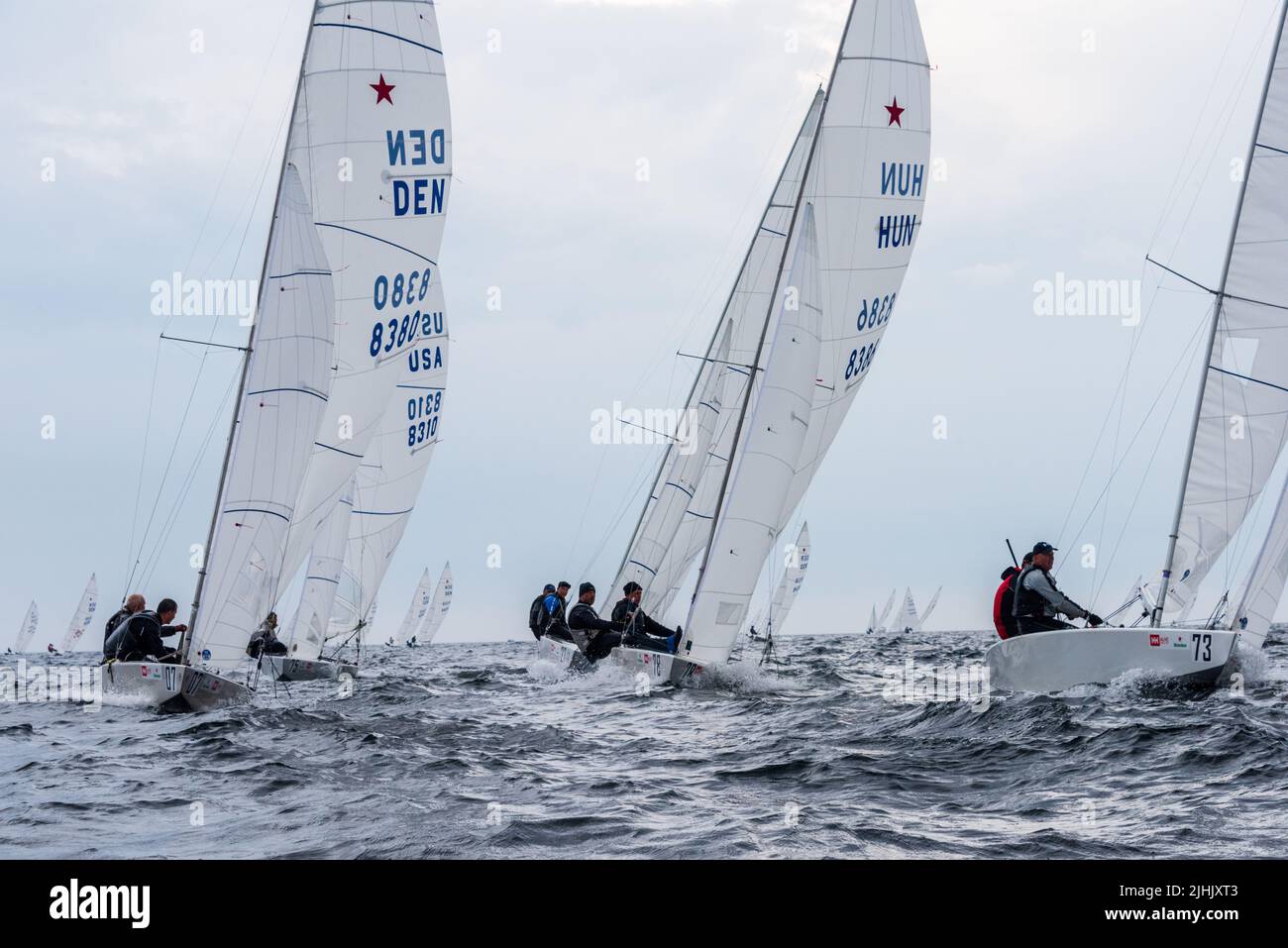 Kiel, Allemagne, 2021 septembre Championnat du monde Star Boat au champ de régate de la semaine Kiel 2021 sur le fjord extérieur Banque D'Images