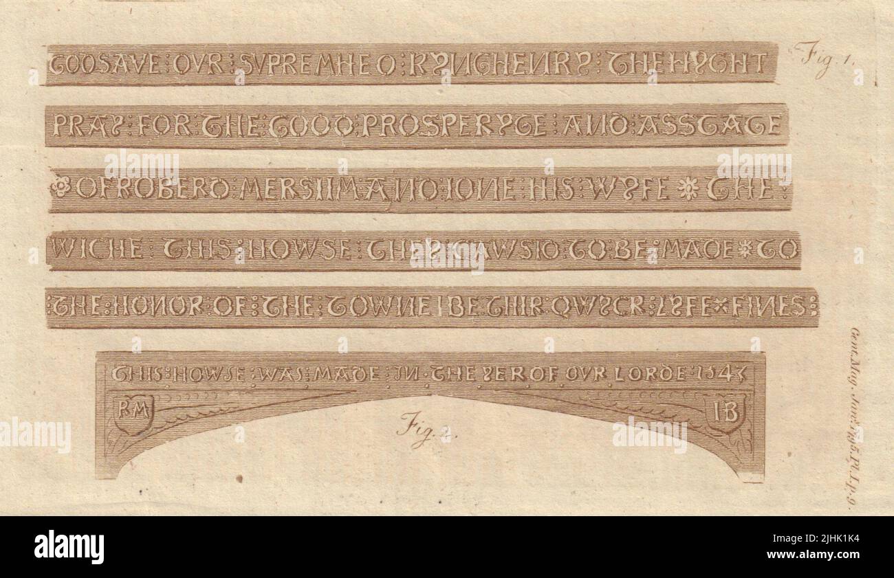 Inscription sur le Bridewell à Aysham, Norfolk, construit par Robert Mersham 1795 Banque D'Images
