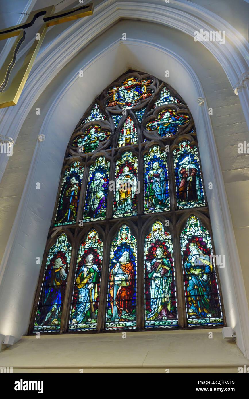 Vitraux à l'intérieur de Down Cathedral (Eglise d'Irlande), Downpatrick, County Down, Irlande du Nord, Royaume-Uni, ROYAUME-UNI Banque D'Images