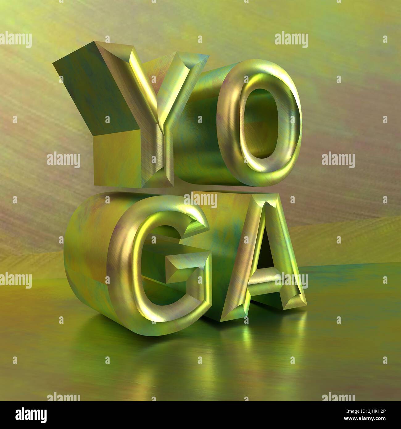 Yoga Metallic 3D rendu sur fond métallique Banque D'Images