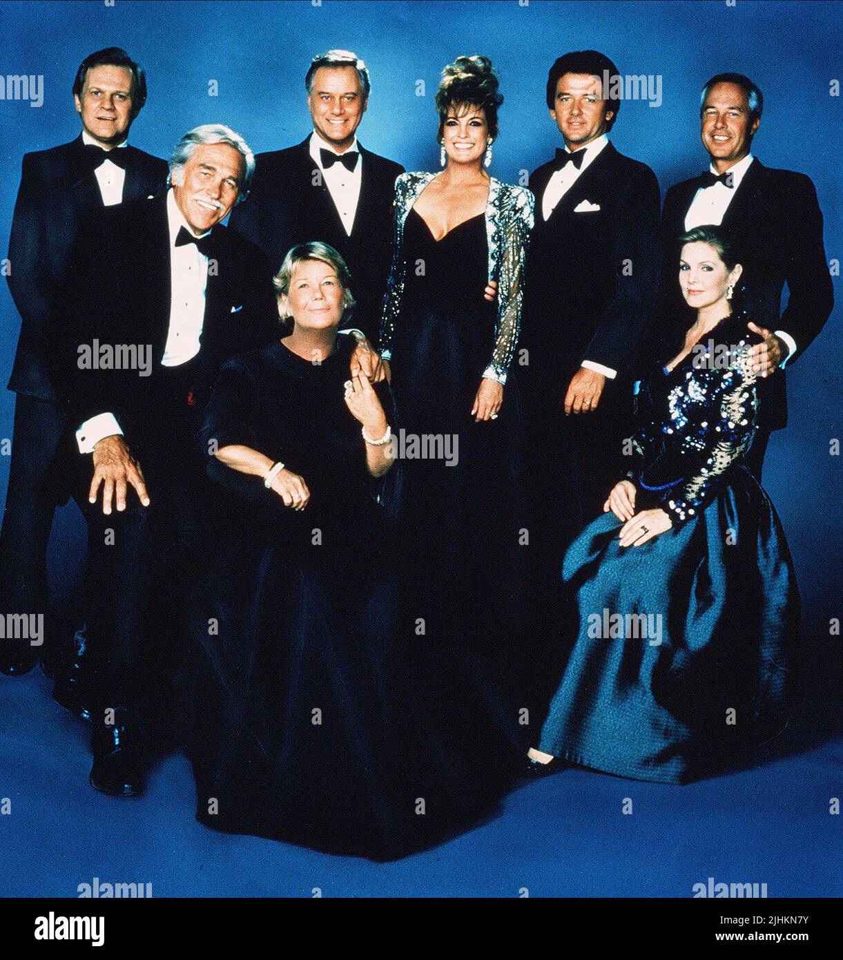 KERCHEVAL,KEEL,GEDDES,HAGMAN,GREY,DUFFY,KANALY,PRESLEY, DALLAS, 1986 Banque D'Images