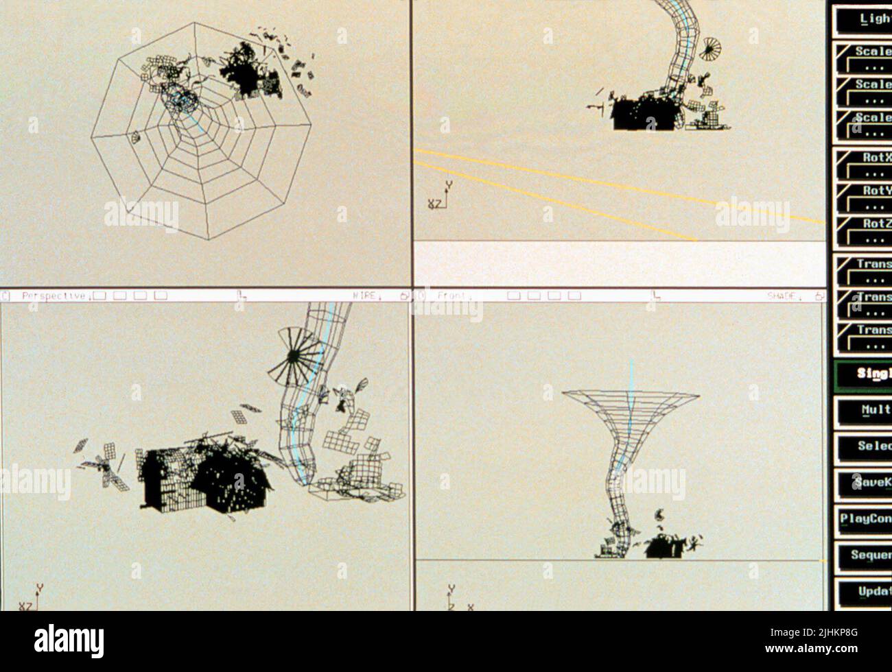 Les effets visuels (CGI) JEEP DANS LE CHAMP DE LA SCÈNE 1 3, Twister, 1996 Banque D'Images