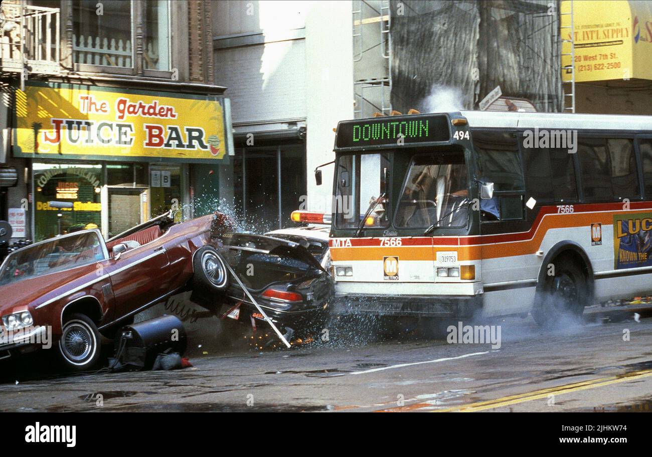 Accidents d'autobus dans des voitures en stationnement, entré en 60 secondes, 2000 Banque D'Images
