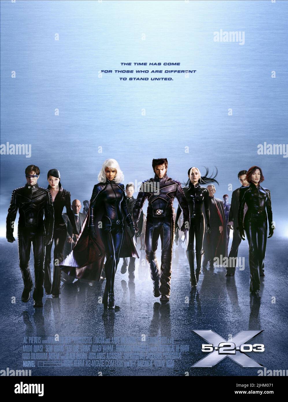 MARSDEN,HU,STEWART,BERRY,ASHMORE, Jackman, MCKELLEN,ROMIJN-STAMOS,STANFORD,JANSSEN, X-MEN 2, 2003 Banque D'Images