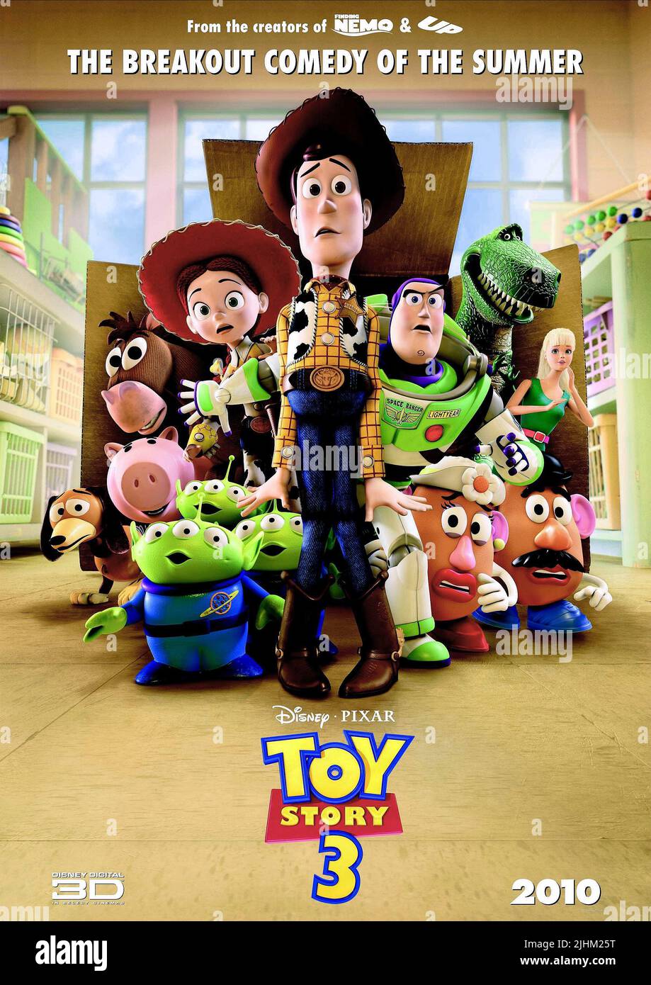 SLINKY,BULLSEYE,BANK,JESSIE,ALIENS,WOODY,LIGHTYEAR,HEAD,REX,HEAD,BARBIE, TOY STORY 3, 2010 Banque D'Images