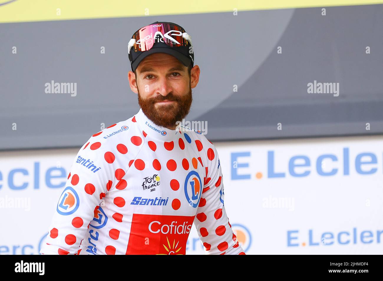 Veste Cycliste Meilleur Grimpeur – Blanc à Pois Rouges, Taille M, Polyester