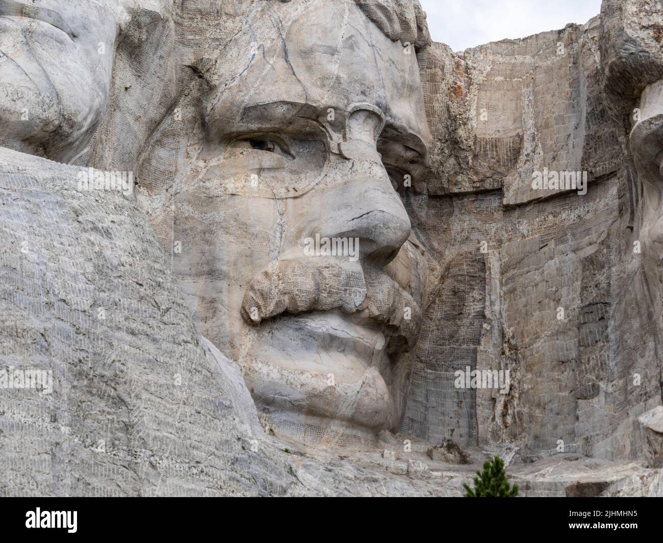 Gros plan de la sculpture Roosevelt au Mount Rushmore National Memorial dans les Black Hills du Dakota du Sud des États-Unis Banque D'Images