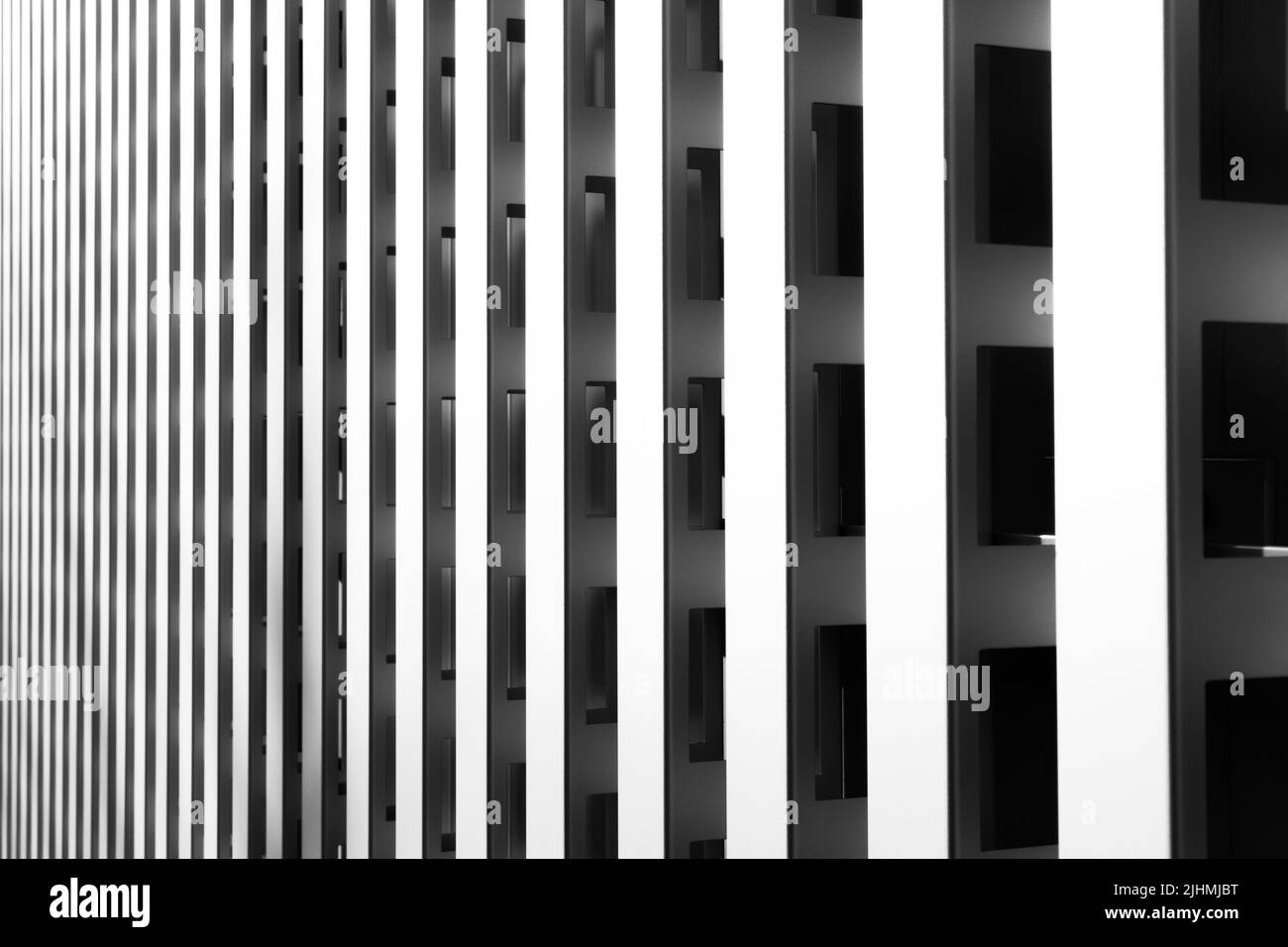 Plan abstrait noir et blanc d'une façade de bâtiment Banque D'Images