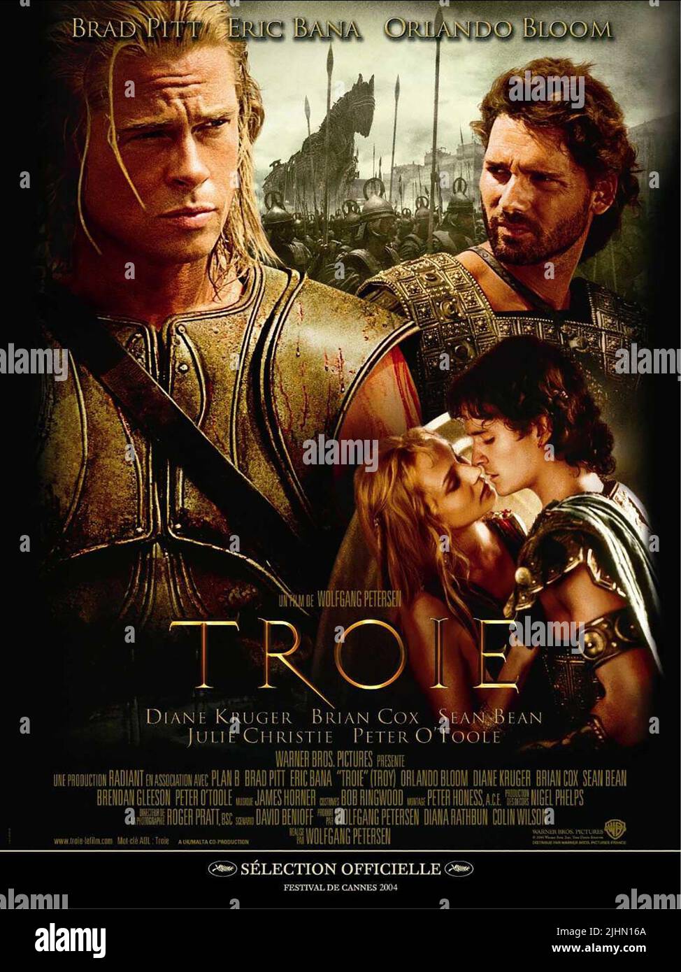 BRAD PITT, ERIC BANA, DIANE KRUGER, ORLANDO BLOOM FILM POSTER, TROY, 2004 Banque D'Images