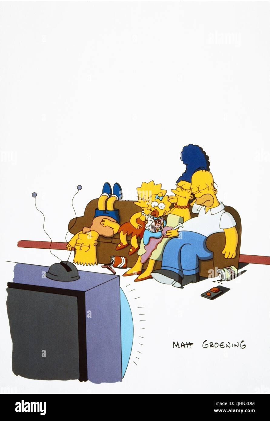 BART, LISA, MAGGIE, MARGE, HOMER SIMPSON, LES SIMPSONS, 1989 Banque D'Images
