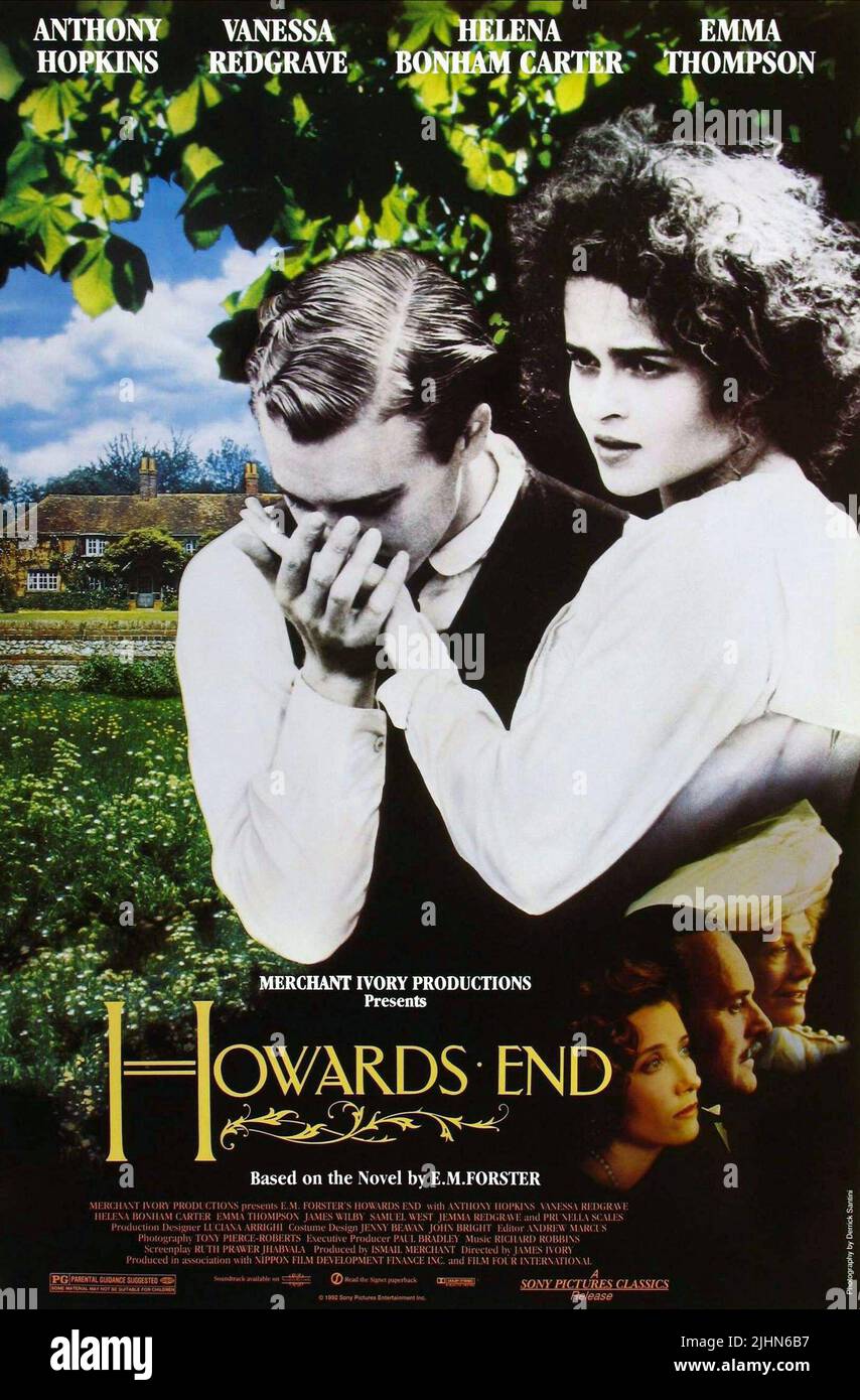 SAMUEL WEST, Helena Bonham Carter, Emma Thompson, Anthony Hopkins, Vanessa Redgrave POSTER, Howards End, 1992 Banque D'Images