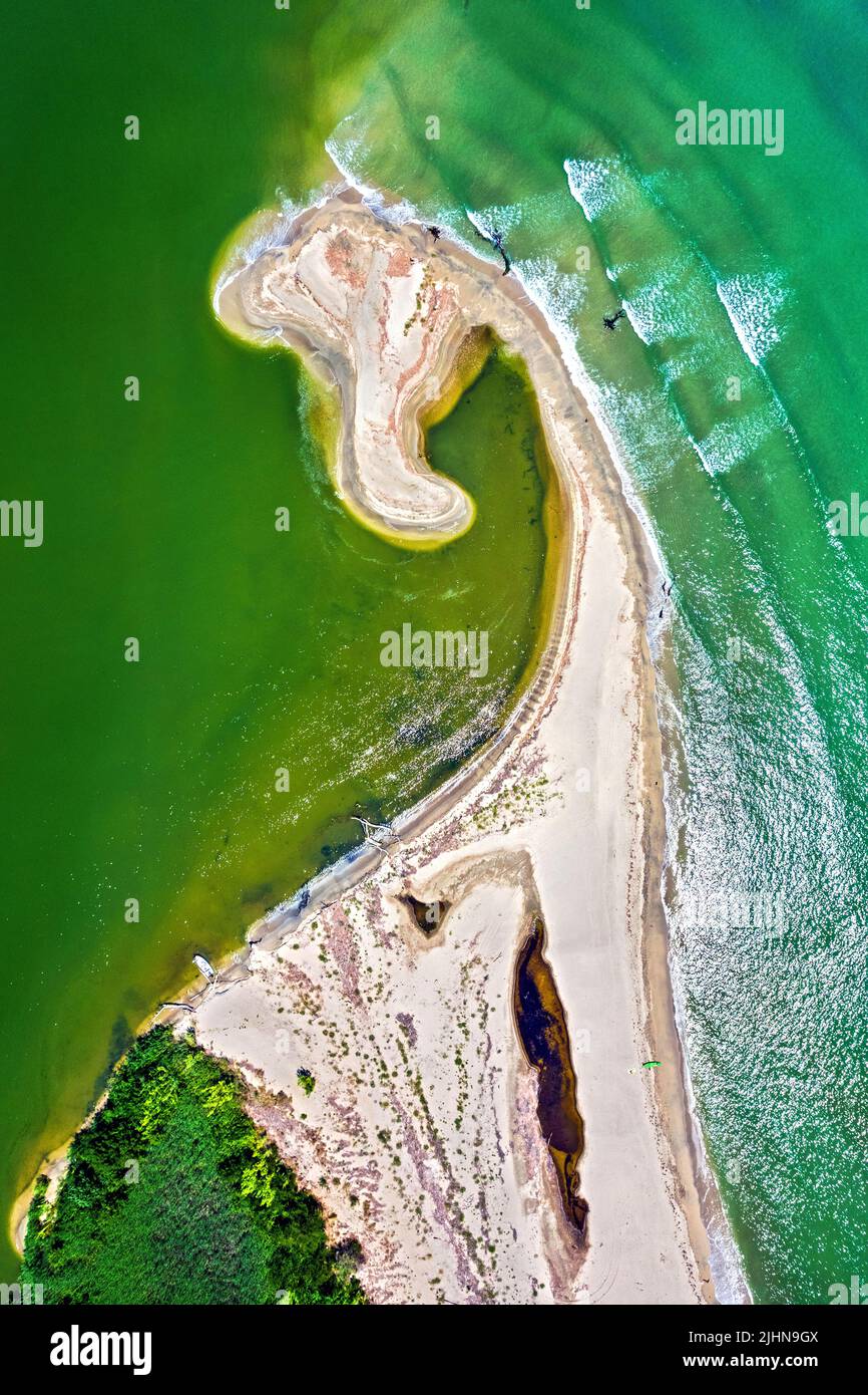 À l'estuaire de la rivière Pineios. À droite, la mer Égée, à gauche, la rivière. Larissa, Thessalie, Grèce. Banque D'Images