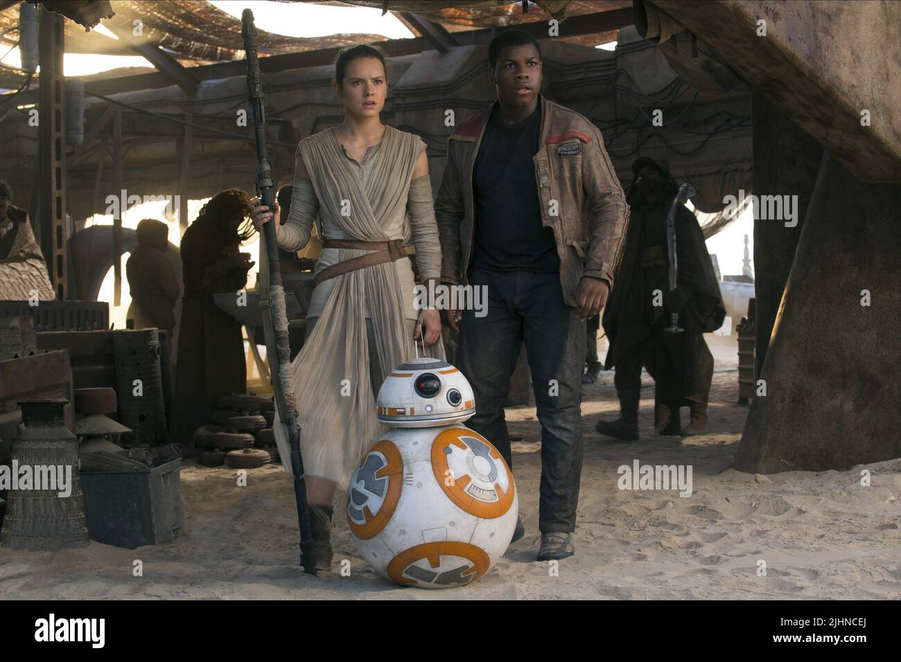 JOHN BOYEGA, RIDLEY DAISY, Star Wars : Episode VII - LA FORCE se réveille, 2015 Banque D'Images