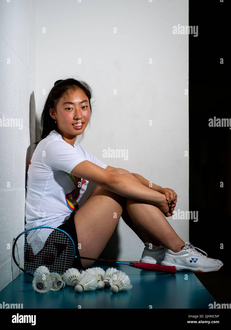 ARNHEM, PAYS-BAS - JUILLET 19: Le joueur de badminton Flora Wang pose pour une photo lors d'une séance de photo au Nationaal Sportcentrum Papendal sur 19 juillet 2022 à Arnhem, pays-Bas (photo de René Nijhuis/Orange Pictures) Banque D'Images