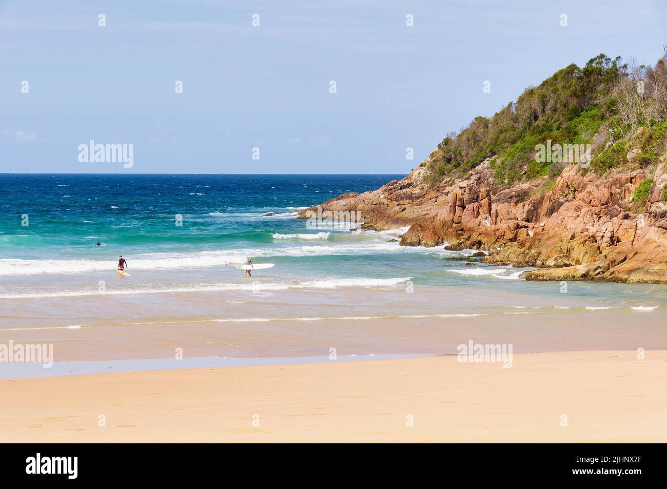 One Mile Beach est une belle plage de sable patrouillé - Port Stephens, Nouvelle-Galles du Sud, Australie Banque D'Images