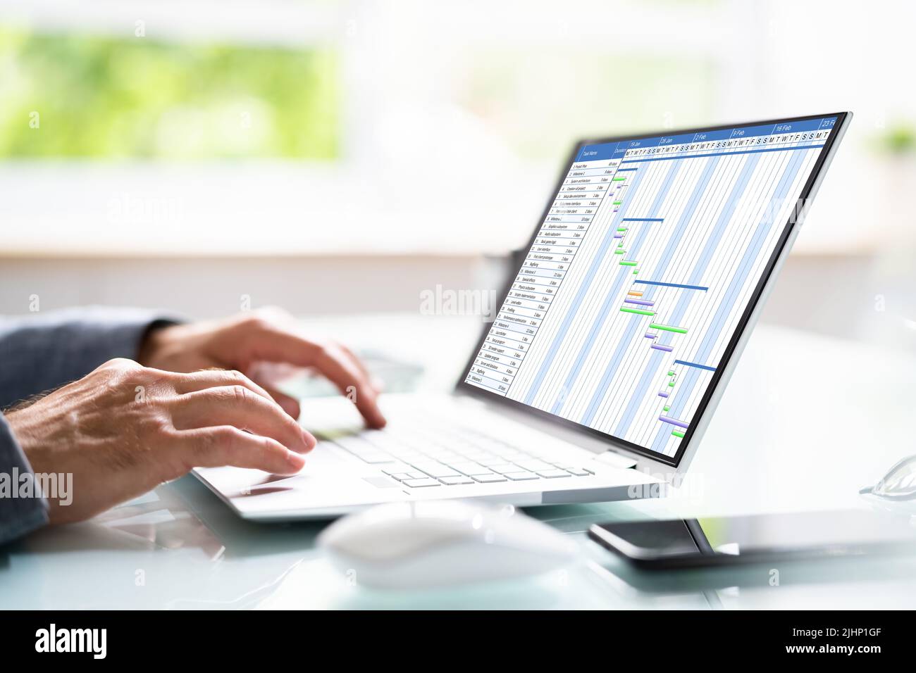 Projet logiciel Gantt Gantt et calendrier d'agenda numérique Banque D'Images