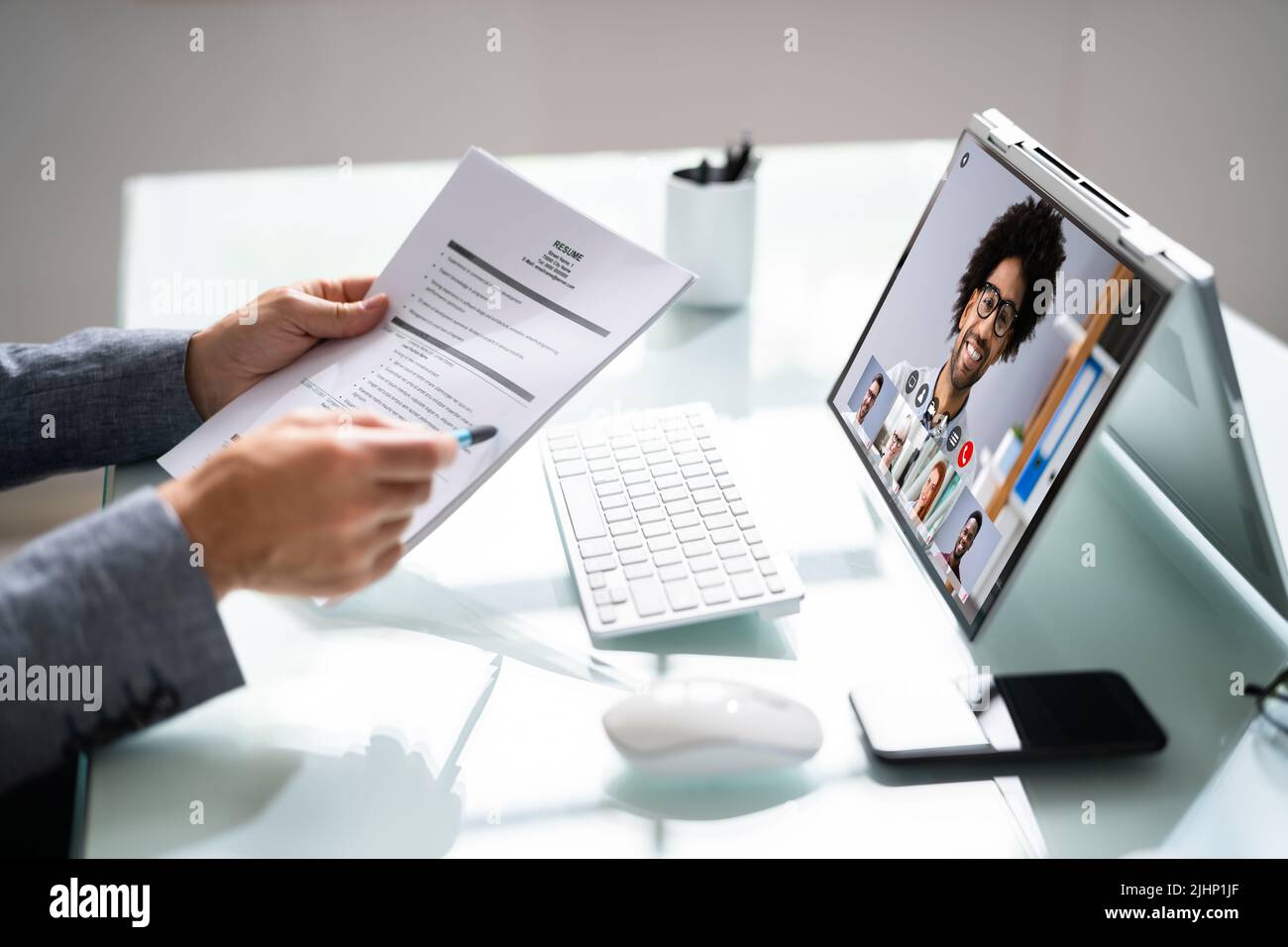 Webcast sur les entretiens d'embauche virtuels à l'aide de la vidéoconférence en ligne Banque D'Images