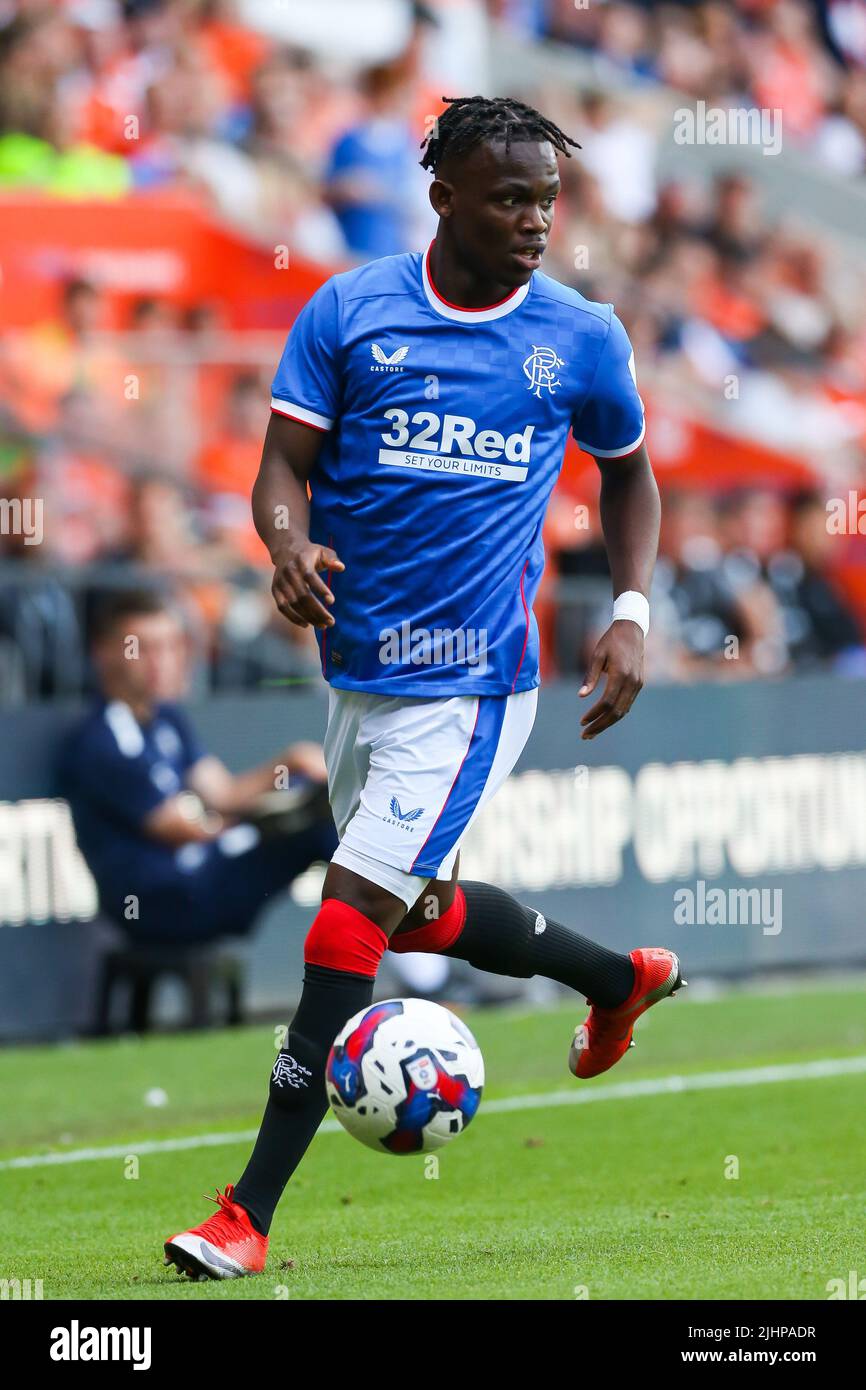 Rabbi Matondo des Rangers lors du match amical d'avant-saison à Bloomfield Road, Blackpool. Date de la photo: Samedi 16 juillet 2022. Banque D'Images