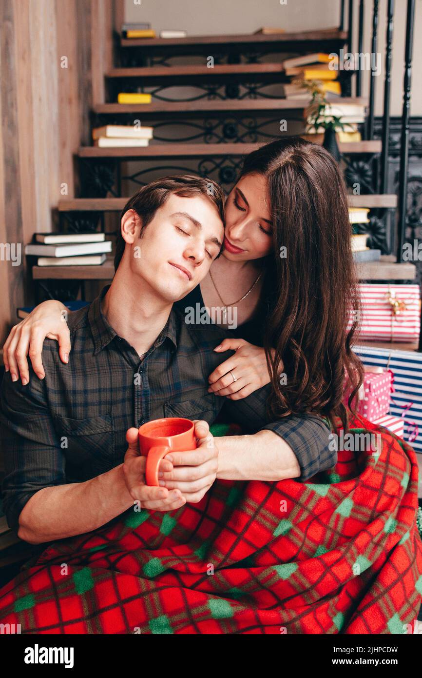 Rêve sur un couple d'escaliers en bois, espace libre Banque D'Images