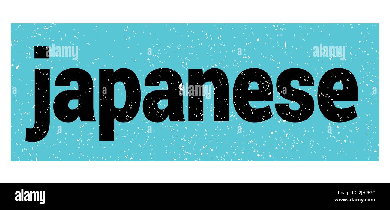 texte japonais écrit sur le signe de timbre grungy bleu-noir. Banque D'Images