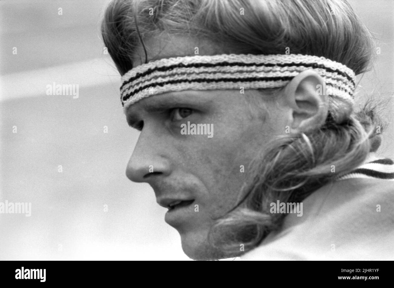 Le joueur suédois de tennis Björn Borg, assistant à la finale masculine de l'Open de France (contre Guillermo Vilas Argentin). Paris, stade Roland-Garros, 11 juin 1978 Banque D'Images