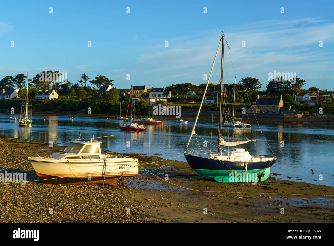 France, Bretagne (Bretagne), pointe nord du Finistère, pays d'Iroise, le Conquet, marée basse Banque D'Images