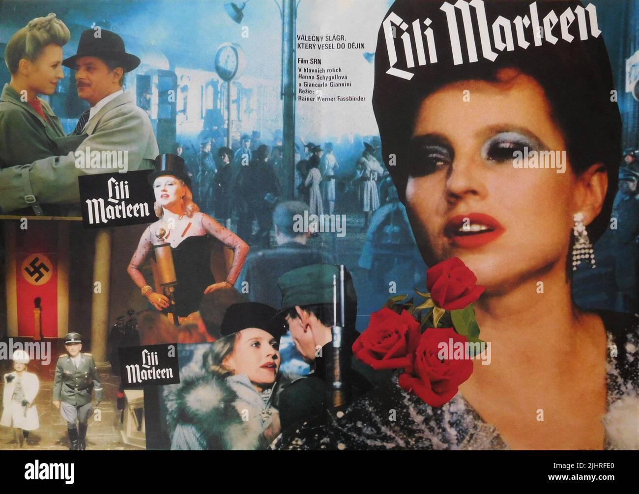 Affiche tchèque pour HANNA SCHYGULLA et GIANCARLO GIANNINI in LILI MARLEEN 1981 réalisateur RAINER WERNER FASSBINDER roman Lale Anderson costume design Barbara Baum Bayerischer Rundfunk (BR) / CIP Filmproduktion GmbH / Rialto film / Roxy films Banque D'Images