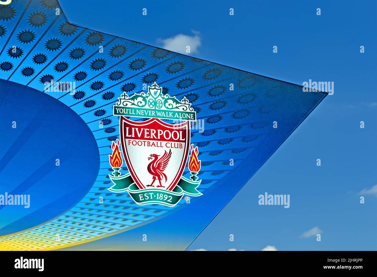 Liverpol FC sur les symboles de la finale 2018 de la Ligue des champions de l'UEFA à Kiev, en Ukraine . FC Real Madrid et FC Liverpool final Banque D'Images