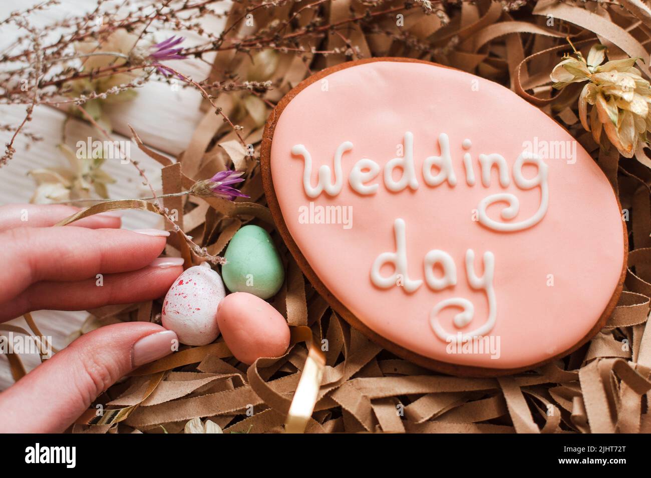 Jour de mariage desserts décoration arrière-plan Banque D'Images