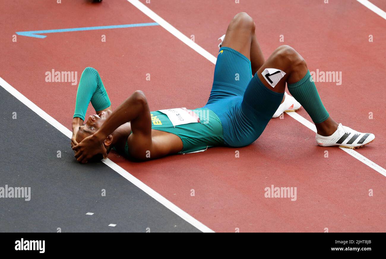 Origine - États-Unis d'Amérique 19 juillet 2022. Alisson dos Santos de (Brésil), vainqueur de l'épreuve des 400 mètres haies Banque D'Images