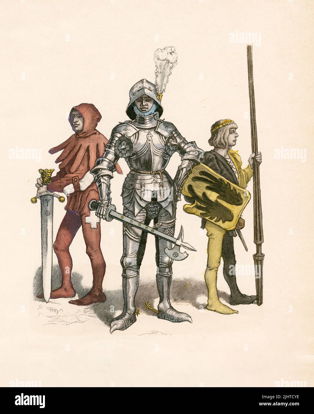 Bourreau, capitaine, garçon, Costume militaire suisse, 15th siècle, Illustration, The History of Costume, Braun & Schneider, Munich, Allemagne, 1861-1880 Banque D'Images