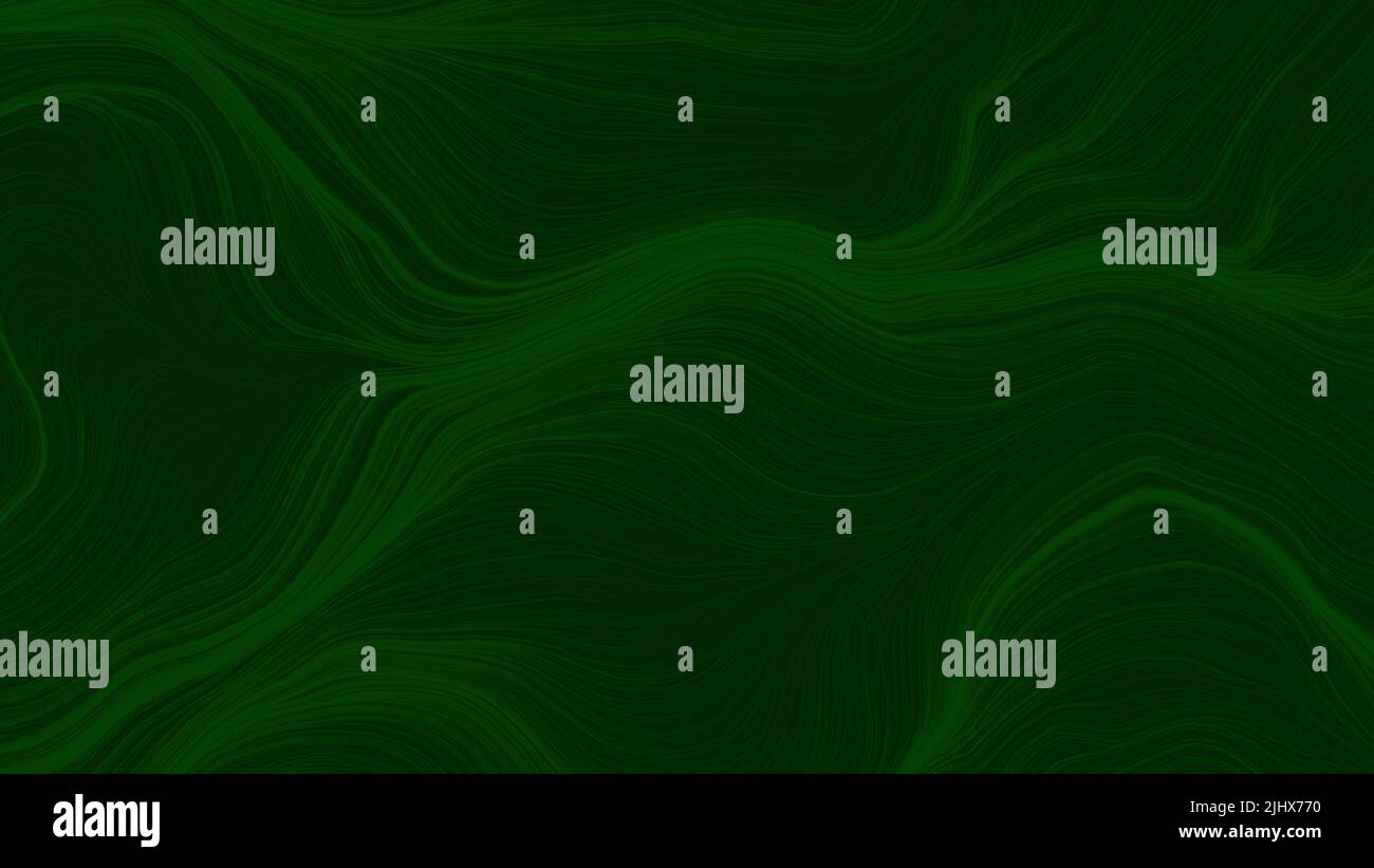 Fond de concept abstrait vert foncé. Design d'art numérique. Toile de fond à rayures modernes. Rayures ondulées couleur olive sur texture sombre. Rayons lumineux au néon Banque D'Images
