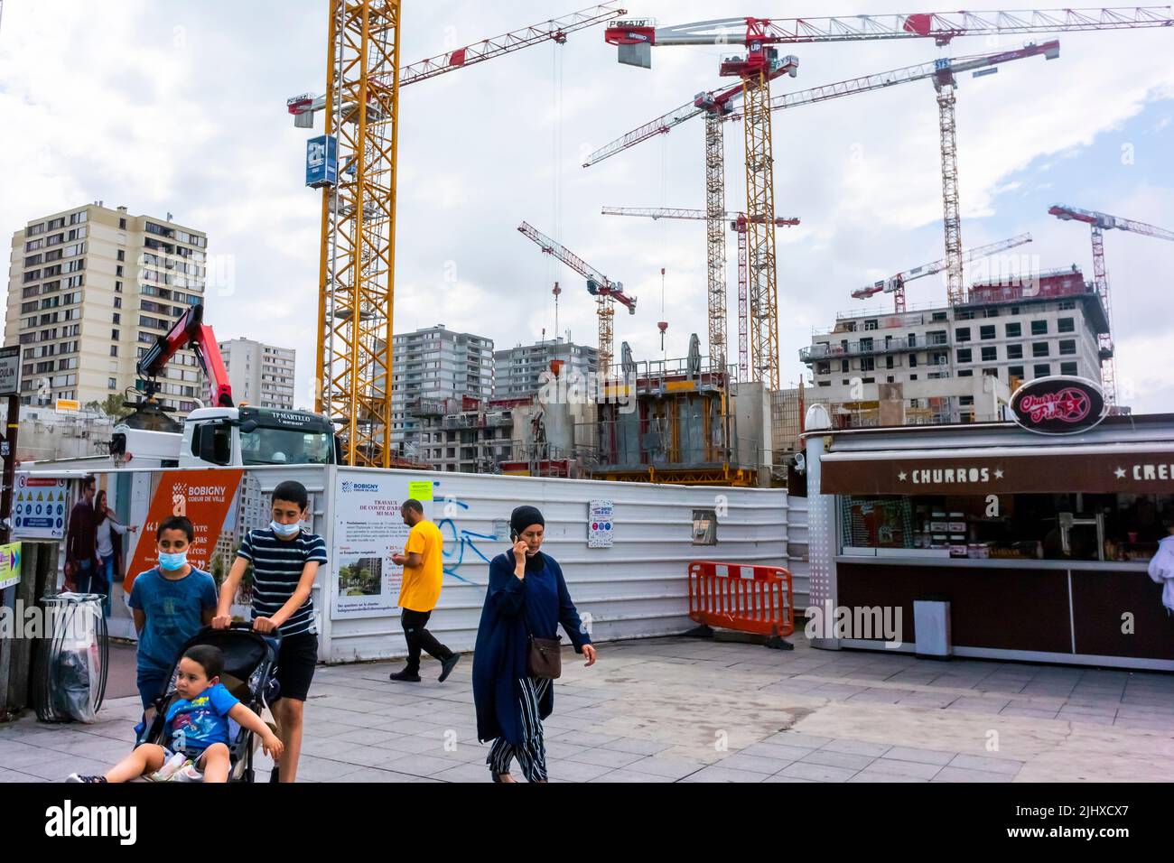 Bobigny, France, reconstruction du centre-ville, banlieue nord de Paris, Seine-Saint-Denis, chantier, projets de logements, métropole parisienne, les dépenses publiques des banlieues en France Banque D'Images