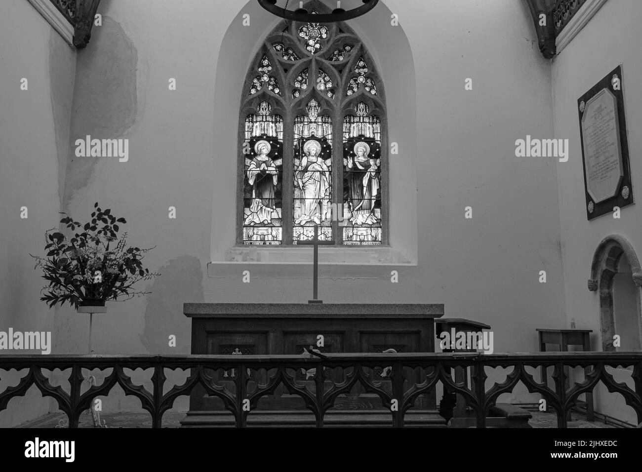 Intérieur de l'église Saint-Mawnan et de l'église Saint-Étienne, Mawnan, Cornouailles Banque D'Images