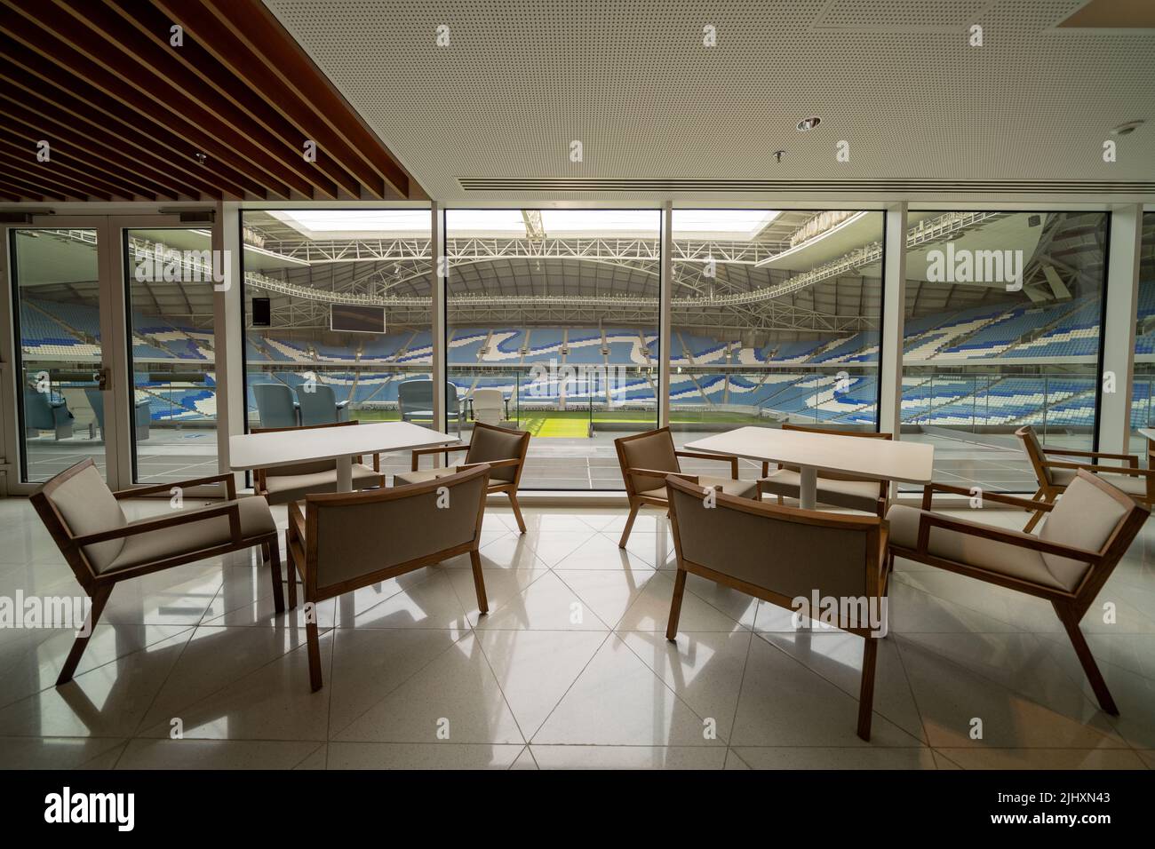 Salon VIP au stade Al Janoub à Wakrah, Qatar, l'un des 8 sites qui accueilleront les matchs de la coupe du monde de la FIFA, Qatar 2022. Banque D'Images