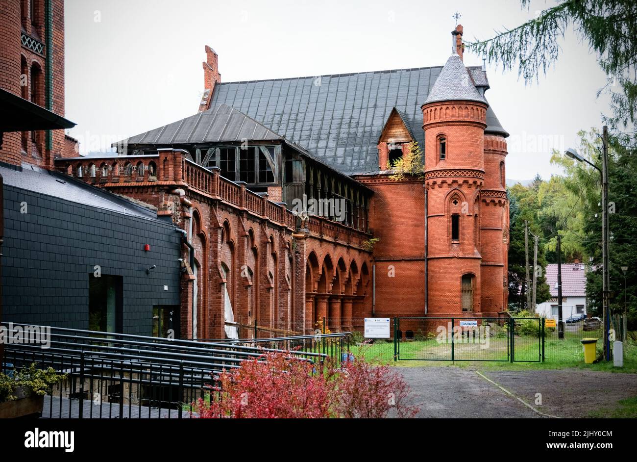 Sokołowsko, ancien Goerbersdorf - premier sanatorium mondial des maladies pulmonaires, le lieu d'action du roman d'Olga Tokarczuk 'Empuzjon'. Banque D'Images