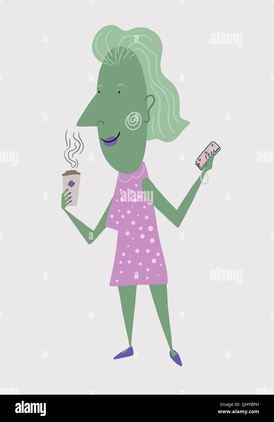 fille au sujet de l'illustration de bande dessinée de ville Banque D'Images