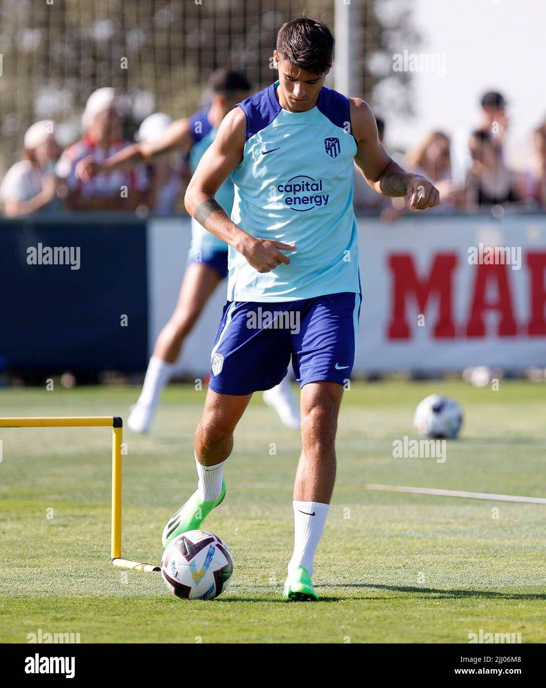 Ségovie, Espagne. 21st juillet 2022. Session de formation de l'Atletico de Madrid à Los Ángeles de San Rafael, Segovia, 21 juillet 2021 Entenamiento del Atlético de Madrid en Los Ángeles de San Rafael, Segovia 21 de julio 2021 joueur: Morata POOL/ Atletico de Madrid/Cordone presse pour usage éditorial seulement crédit: CORDOON PRESSE/Alay Live News Banque D'Images