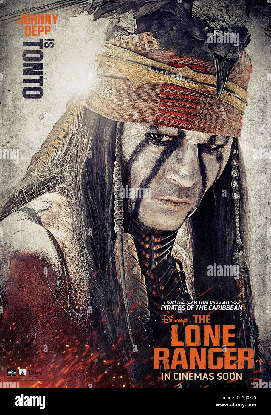 AFFICHE DE JOHNNY DEPP, THE LONE RANGER, 2013 Banque D'Images