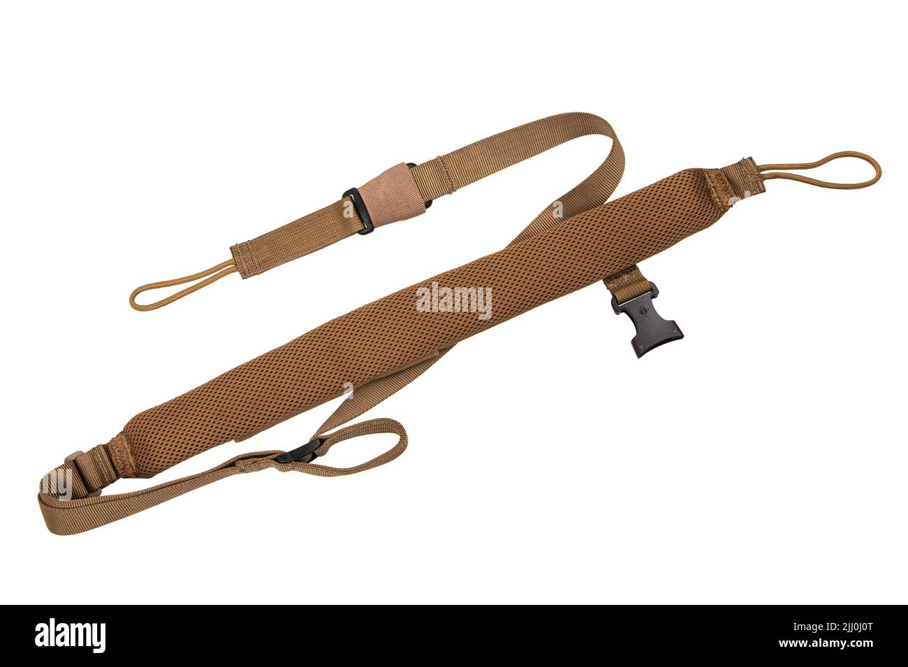 Bandoulière en nylon pour un pistolet isolé sur fond blanc. Ceinture pour un transport confortable des armes. Banque D'Images