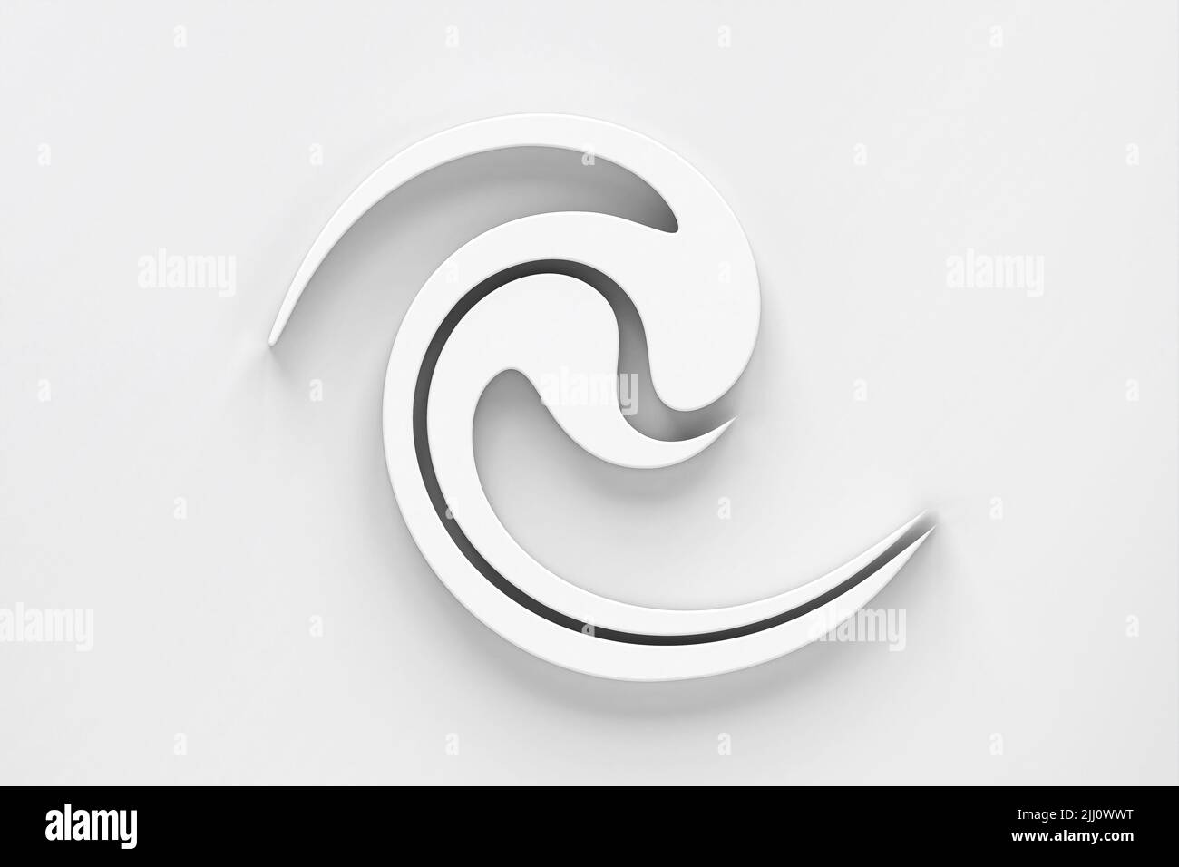 Résumé lignes blanches pivotées en cercle sur fond blanc. Art géométrique élément de conception pour logo, signe, symbole, vue de face. 3D rendu Banque D'Images